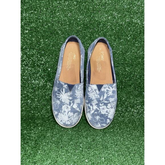 TOMS Womens Avalon Blue Floral Slip On Shoe Casual Comfy Low Top Sneakers Size 7 - Picture 5 of 9